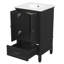 Meuble-lavabo de 20 po avec lavabo, armoire moderne avec deux portes et tiroir, bouchon magnétique, patins réglables, noir