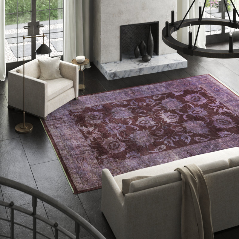 Wool Oriental Area Rug in Purple