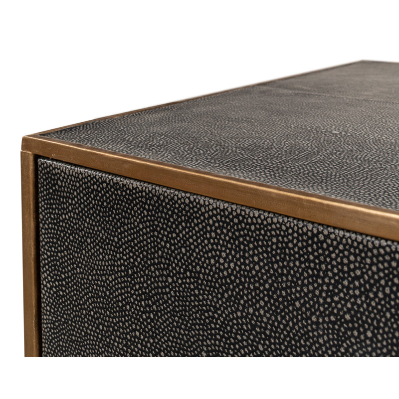 Shagreen 3 - Drawer Solid Wood Nightstand, Antique Gray
