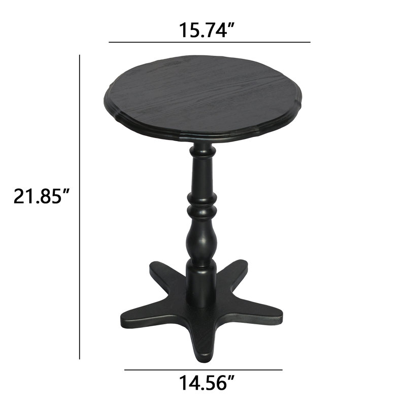 Petite table de bout ronde, tables d'appoint à piédestal en bois, table de chevet vintage, Noir