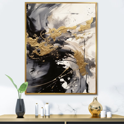 Lewisville Gold and Grey Fluid Fusion IV - Abstract Wall Art For Living Room