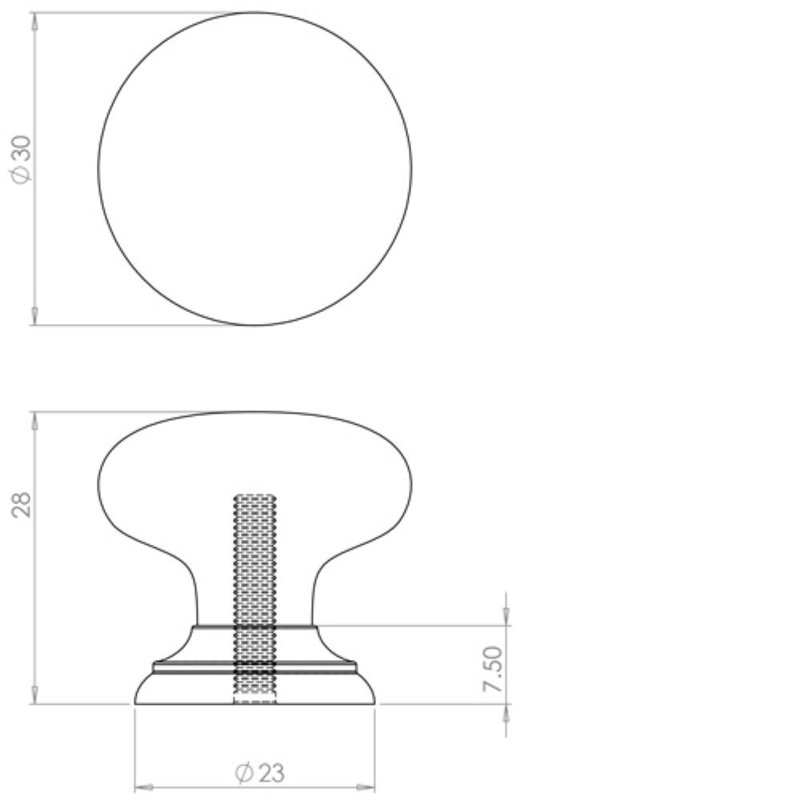 30mm Diameter Mushroom Knob