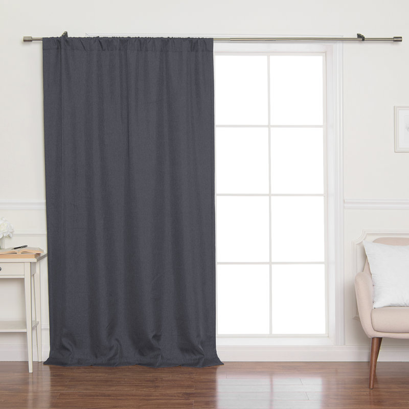 Reyna Polyester Room Darkening Curtain Single Panel, 52" W x 96" L, Dark Gray