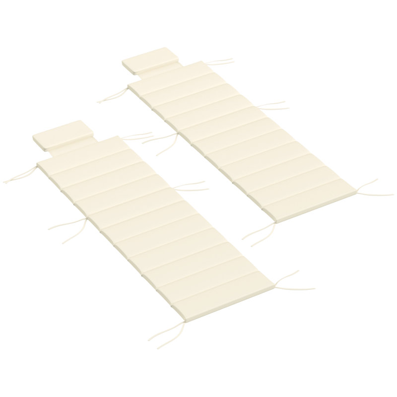 Foldable Chaise Lounge Cushion Set of 2, Outdoor Lounge Chair Cushion Set, UPF50+ 230gsm Olefin, 80" x 26" Cream White