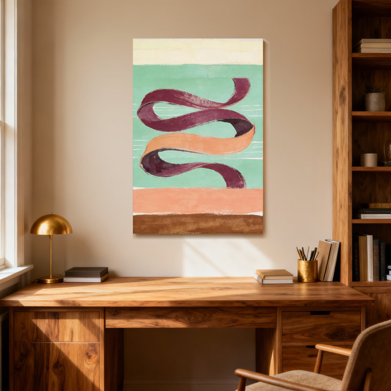 Abstrait abstrait, ruban, vagues, blocs de couleur, art, H 18 po x l 12 po
