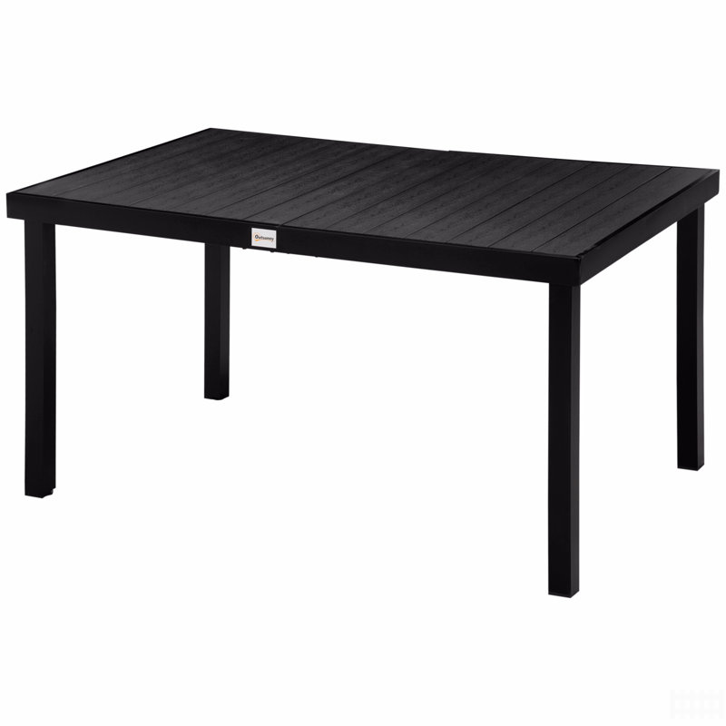 Table de salle à manger d'extérieur pour 6 personnes, table de patio rectangulaire, pieds en aluminium