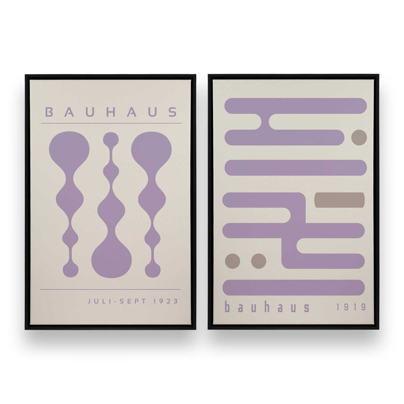 Ensemble de 2 circuits mauves rétro, Cadre flottant noir satiné, H 19 po x l 26 po