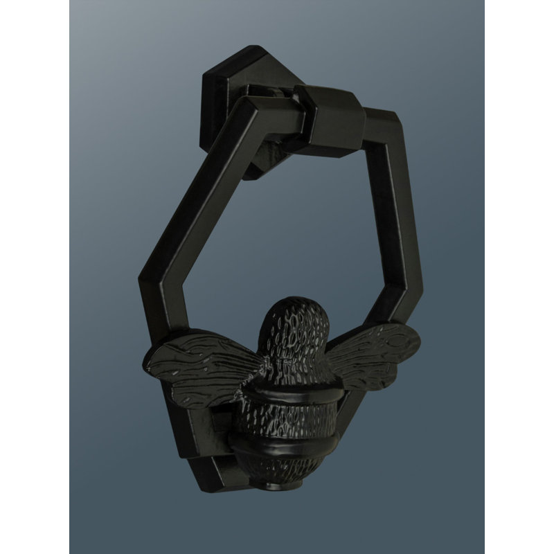 Jeannine Black Hexagon Bee Door Knocker, Black