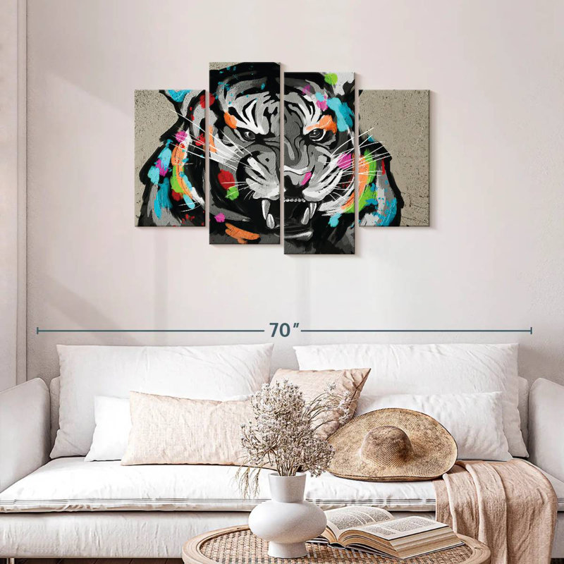 Tiger Ferocity Abstract Colour, 27" H x 43" W