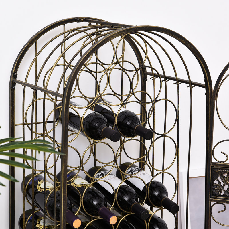 Contenant 45 bouteilles en fer forgé avec serrure, bronze antique, attrayant charme, l 17,94 po x P 14,03 po, option élégante