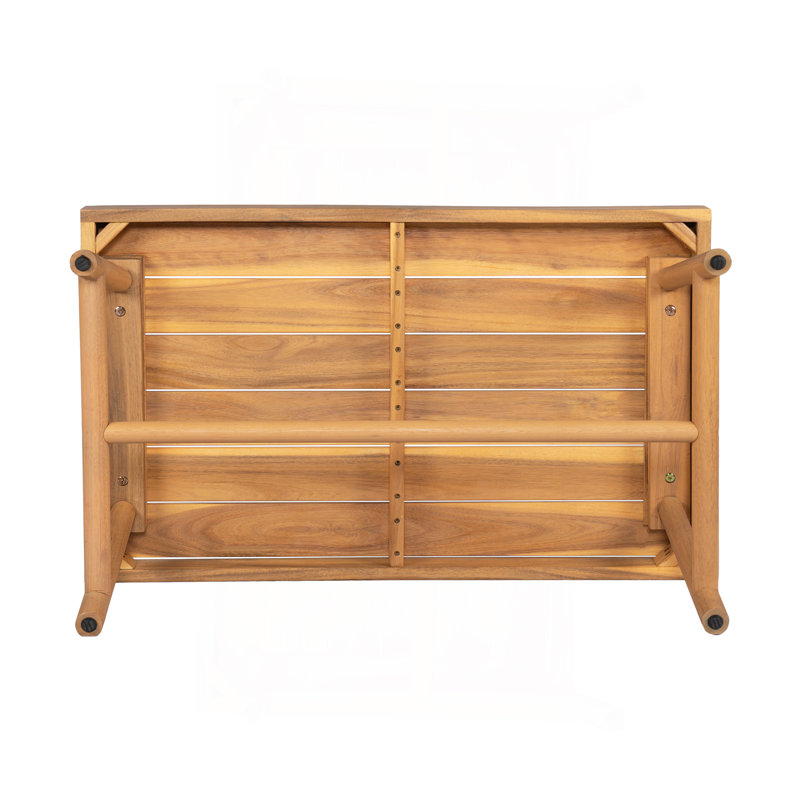 Table basse de patio rectangulaire en bois d'acacia, teck