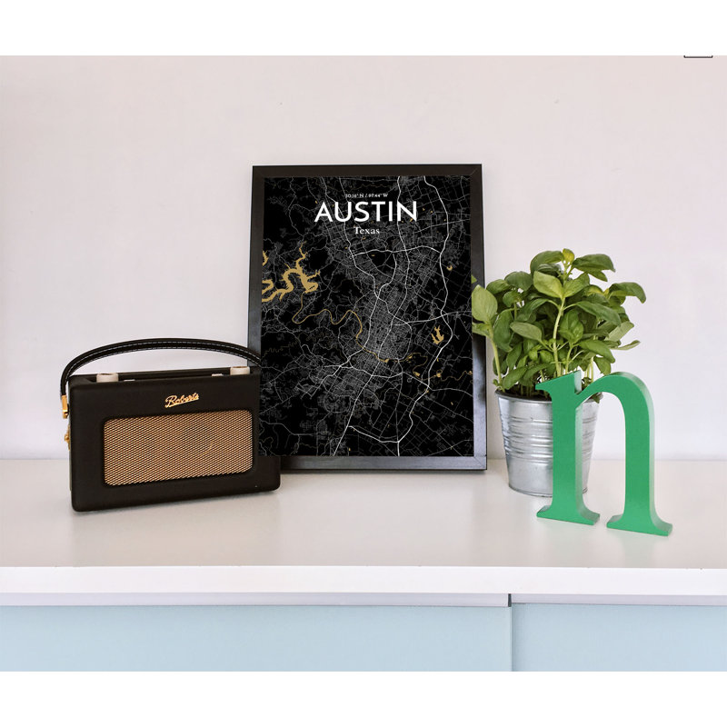 Austin City Map 1 Piece Wall Art, 61cm H x 45.7cm W x 0.13cm D