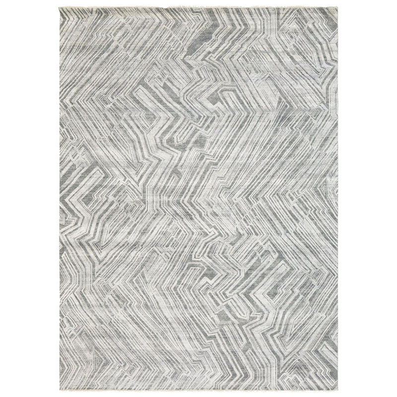 Tapis rectangulaire unique de 8 pi 10 po x 12 pi 1 po gris