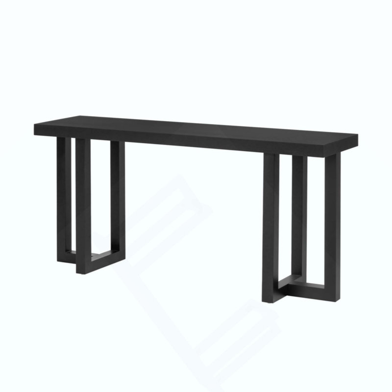 Geometric Design Console Table With Solid Pine Legs,Suitable For Entryway, Hallway, Living Room, Bedroom, Black