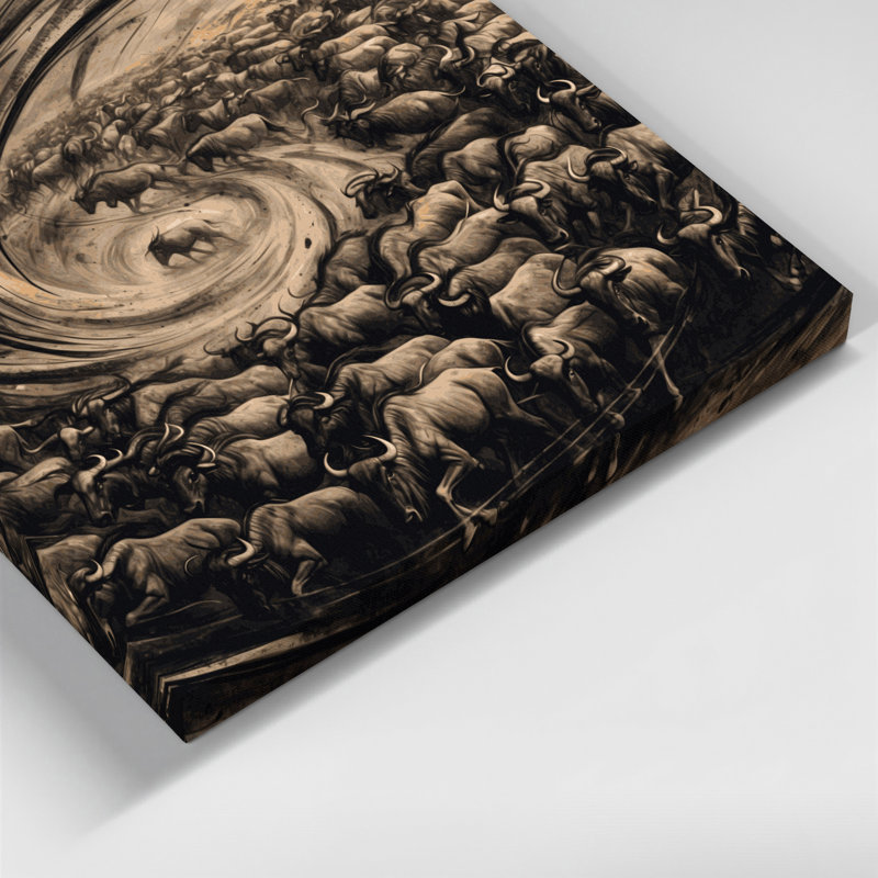 Faune, gnous, art mural sur toile gris, H 24 po x l 36 po