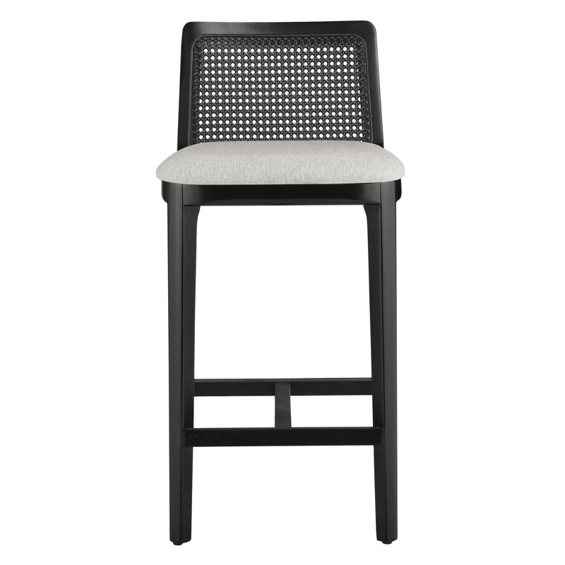 Monarch Wood And Rattan Counter Stool, White/Black