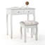 Ensemble coiffeuse en bois avec tabouret et miroir