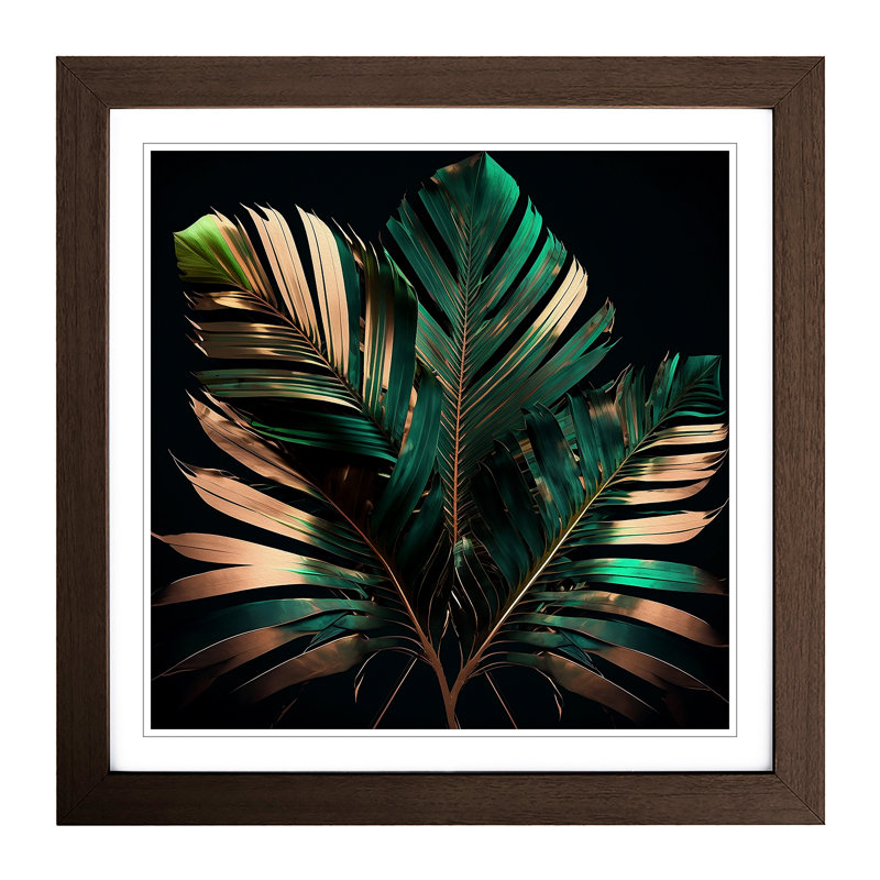 Palm Leaf Gestural Art - Framed Print, Walnut