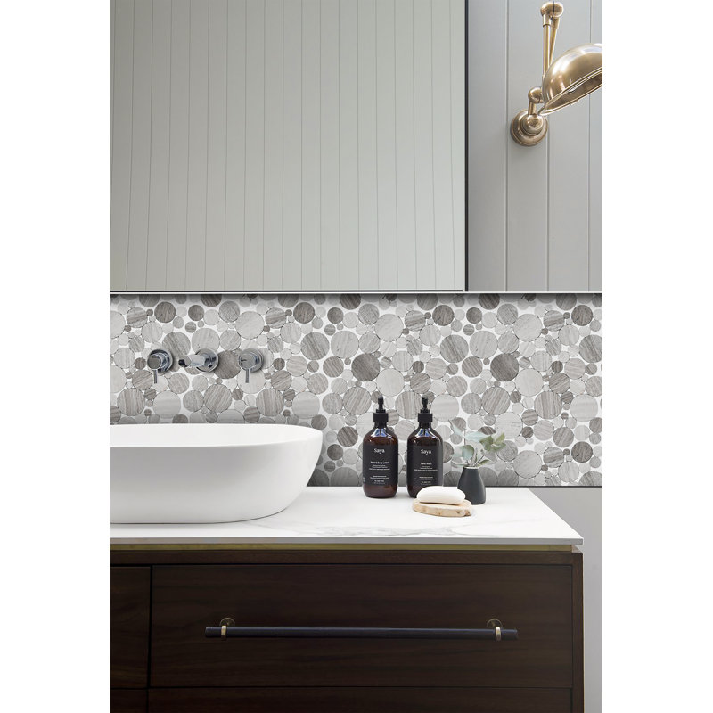 Bolle Random Sized Marble Random Mosaic Wall & Floor Tile, White Oak
