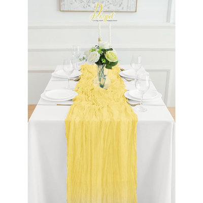 Cheesecloth Gauze Table Runner – Light Yellow – Boho Rustic Spring & Easter Table Décor For Weddings, Baby Showers, And Bridal Showers