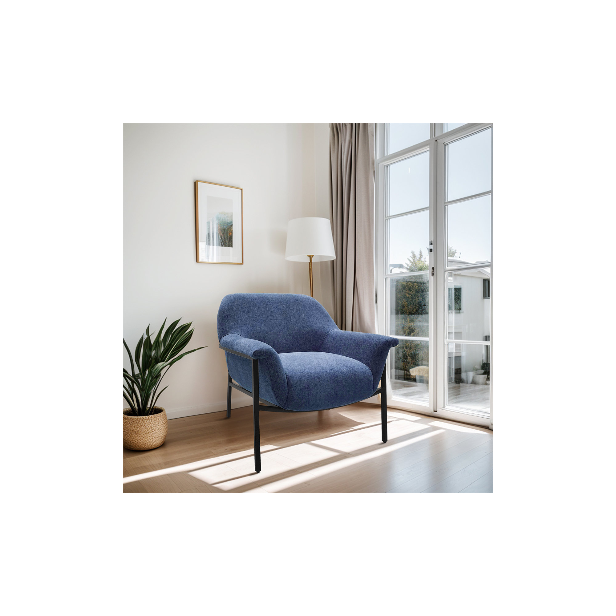 Starnisha Accent Chair, Navy Blue Polyester