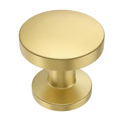 Lot de 20 boutons de meubles en laiton brossé, ronds et dorés, poignées de tiroir pour meubles de cuisine, en alliage de zinc massif, pour salle de bain et commode.