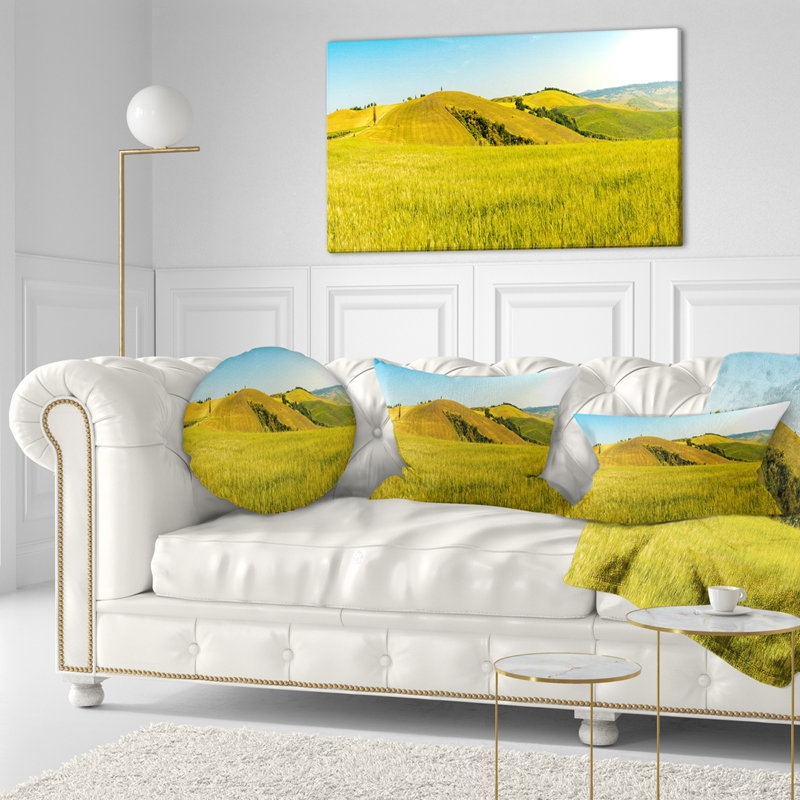 Coussin lombaire imprimé paysage champêtre