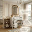 Meuble-lavabo autoportant moderne 36 po avec lavabo en céramique, armoire en bois massif avec tiroir rabattable et support de porte intégré, quincaillerie dorée (blanc / vert)-145793173