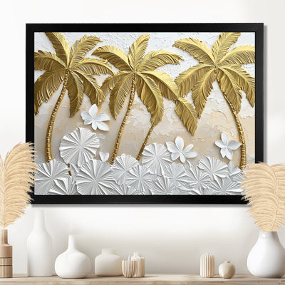 Décoration murale Coleeta Golden Cream Plams Reunion III - palmiers et palmiers