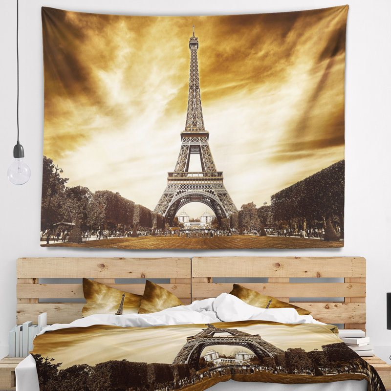 Photographie de paysage paris eiffel towering gray shade tapestry, H 50 po x l 60 po