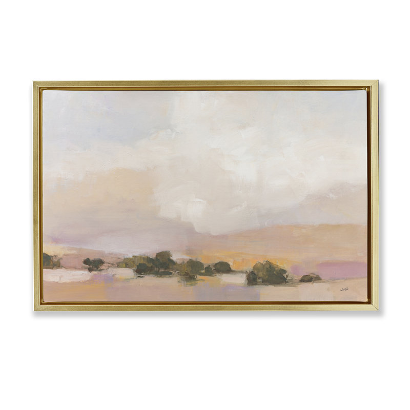 «Pastel Landscape Abstraction», art par Julia Purinton, H 17 po x l 25 po, Cadre flottant métallique doré