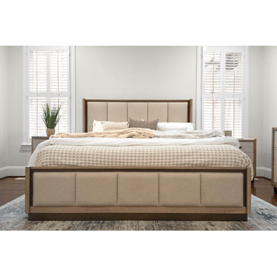 Rio Vista - Upholstered Bed - King - Muted Earth Tones and Clay Finish - Grey Upholstery