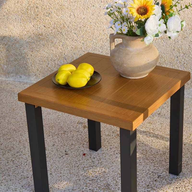 Table de bout d'extérieur carrée 17,7 po, table de bout pour terrasse en teck