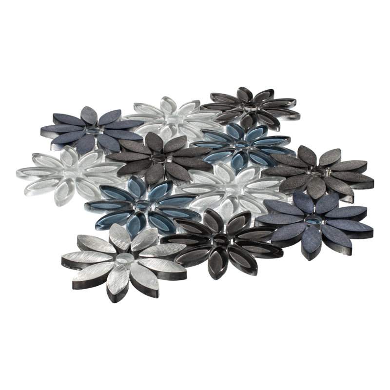 Fresh Novelty Look Flower Polished Natural Stone/Metal Wall & Floor Mosaic Tile, Qerbera