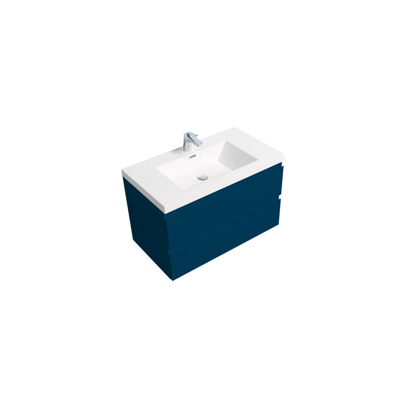 Meuble-lavabo simple 35,4 po avec plateau en acrylique Kuriakos