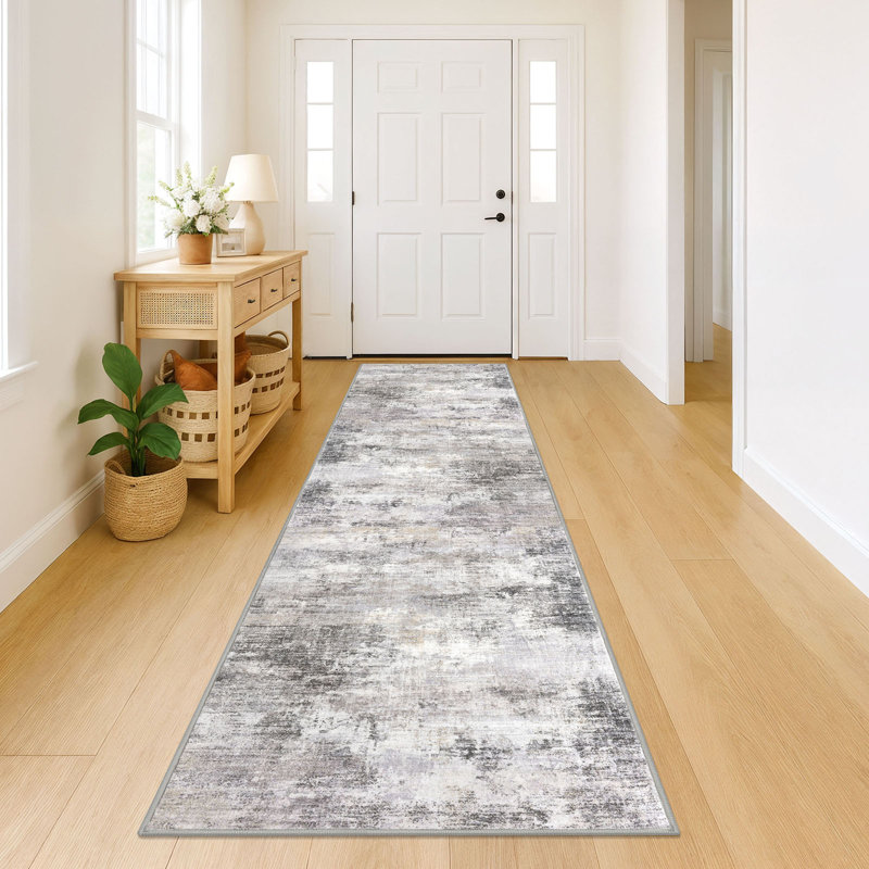 Washable Area Rugs Non Slip Bedroom Rug Living Room Rugs with Rubber Backing, Runner 2'7" x 12'