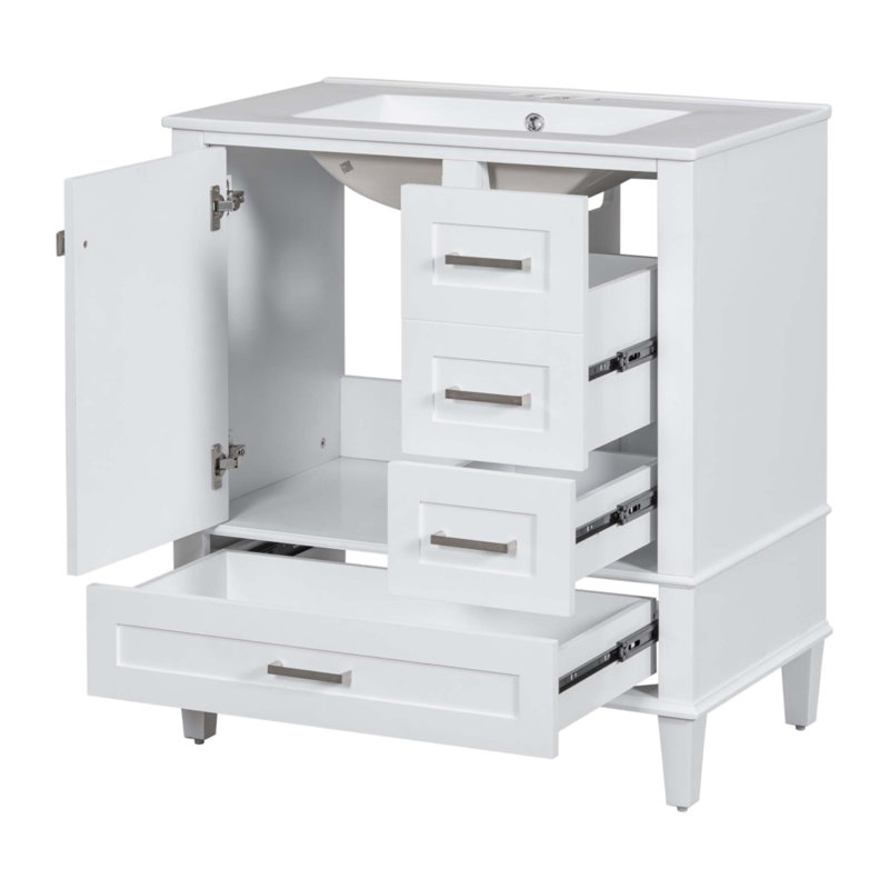 30" Bathroom Vanity, Modern Bathroom Cabinet with Sink Combo Set, Bathroom Storage Cabinet with a Soft Closing Door and 3 Drawers