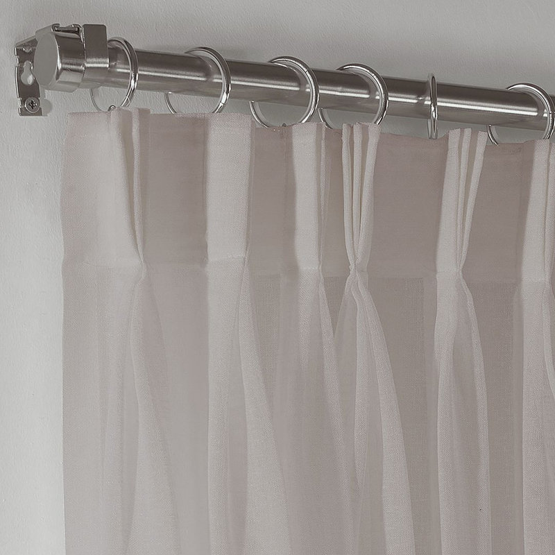 Triple Pinch Pleated Extra Long and Extra Wide Faux Linen Sheer Single Panel, Beige, 52" W x 45" L