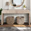 Console Farmhouse, table d'entrée avec deux tiroirs à poignées cachées, console pour l'intérieur