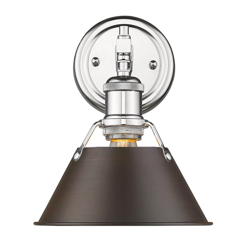 Felda Dimmable Steel Vanity Light, Rubbed Bronze, Chrome, 1 Lights