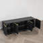 Ensemble de meuble télé et de table basse de salon 2 pièces, pour téléviseur de 70 po ou moins, console média cannelée et table de rangement ronde de style campagne moderne-132435006