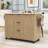 Rolling Kitchen Island with Drop Leaf, Power Outlet, Faux Marble Top and Adjustable Shelves-1640453255