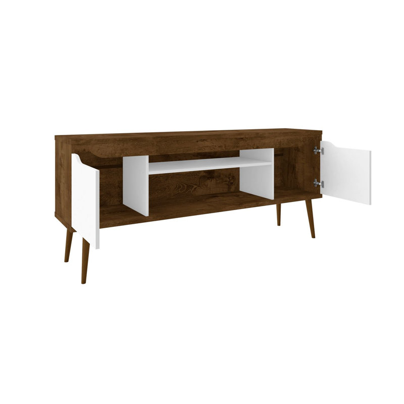 Delaini TV Stand for TVs up to 60", Rustic Brown/White