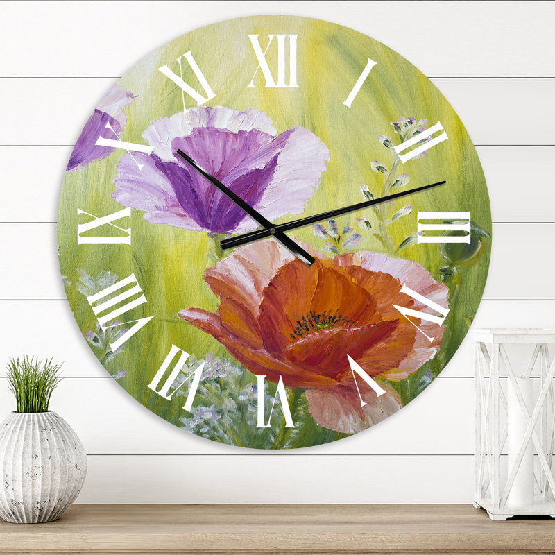 Poppies In The Morning - Horloge murale traditionnelle, Surdimensionné