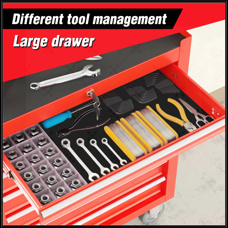 Coffre à outils roulant avec boîte à outils à 7 tiroirs avec roues Chariot à outils multifonctionnel pour le garage