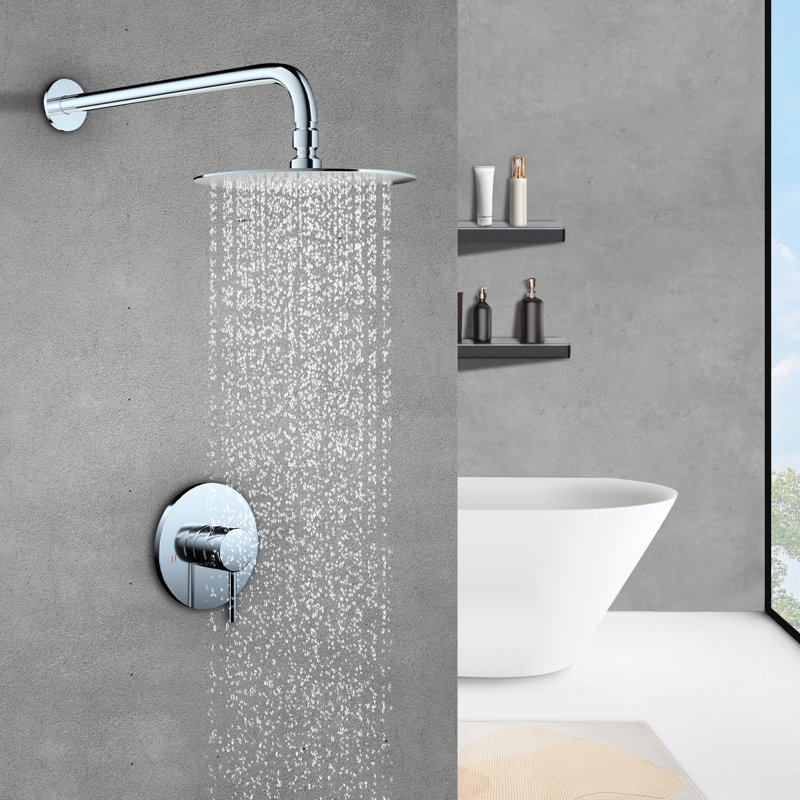Topcraft Wall-Mounted 12-Inch Rain Shower System, Chrome