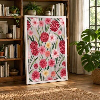 Crimson Carnation Bloom Botanical - Wrapped Canvas