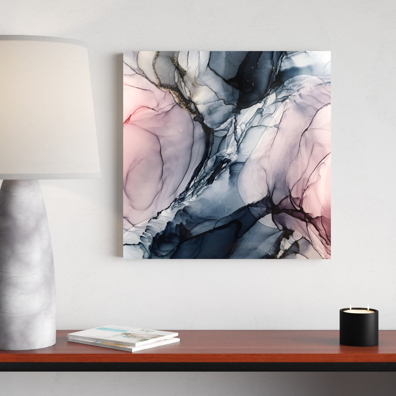 Elizabeth Elizabethson rosé gris marine abstrait calme, H 20 po x l 20 po
