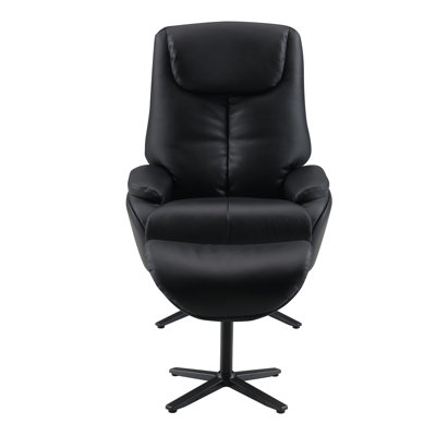 Black Motion Swivel Accent Chair With Ottoman