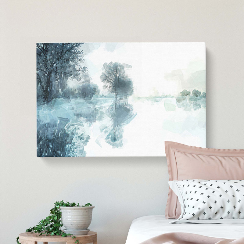 Trees Reflecting in a Lake at Winter in Abstract - Wrapped Canvas, 50cm H x 76cm W x 3cm D